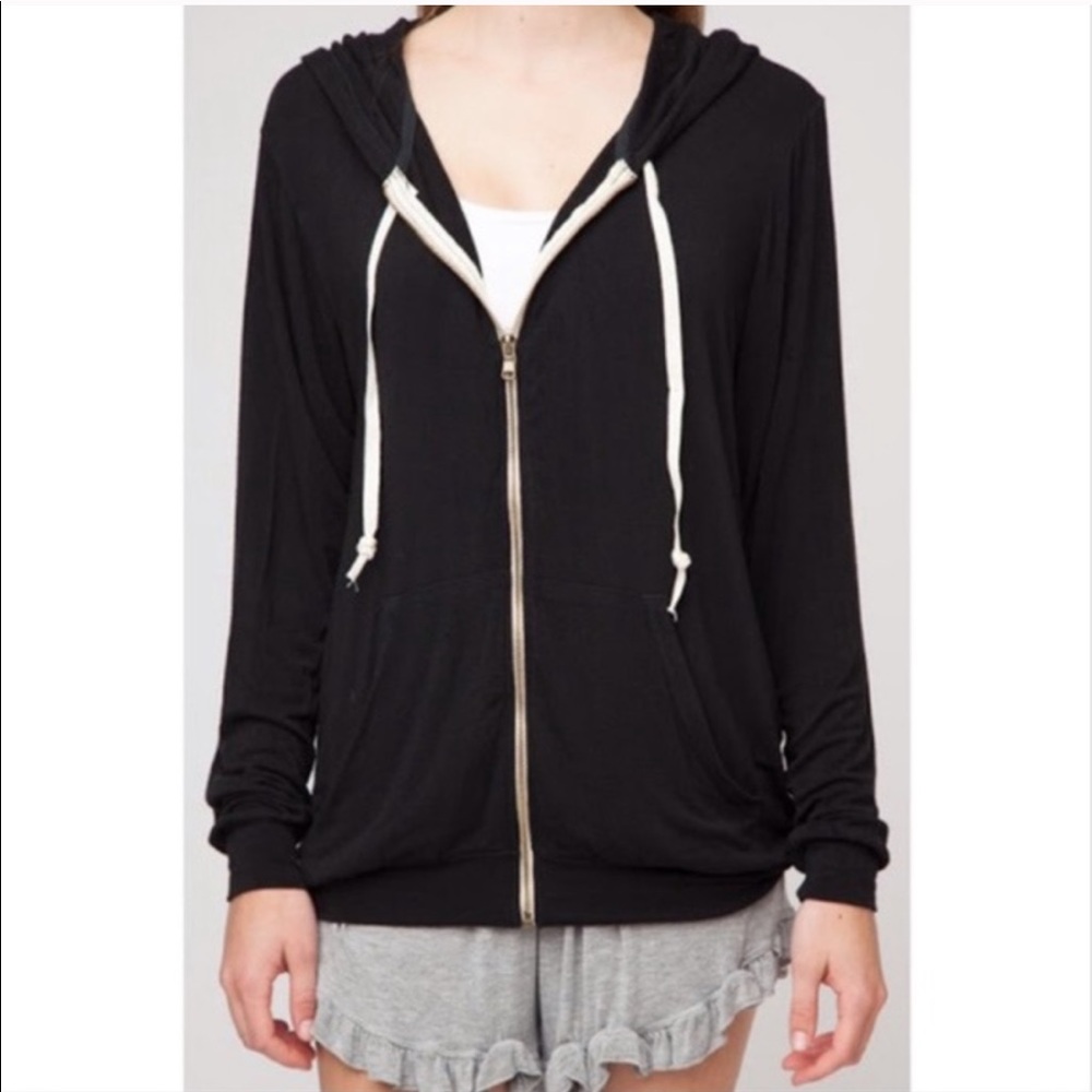 Brandy Melville John Galt Black Zip Hoodie